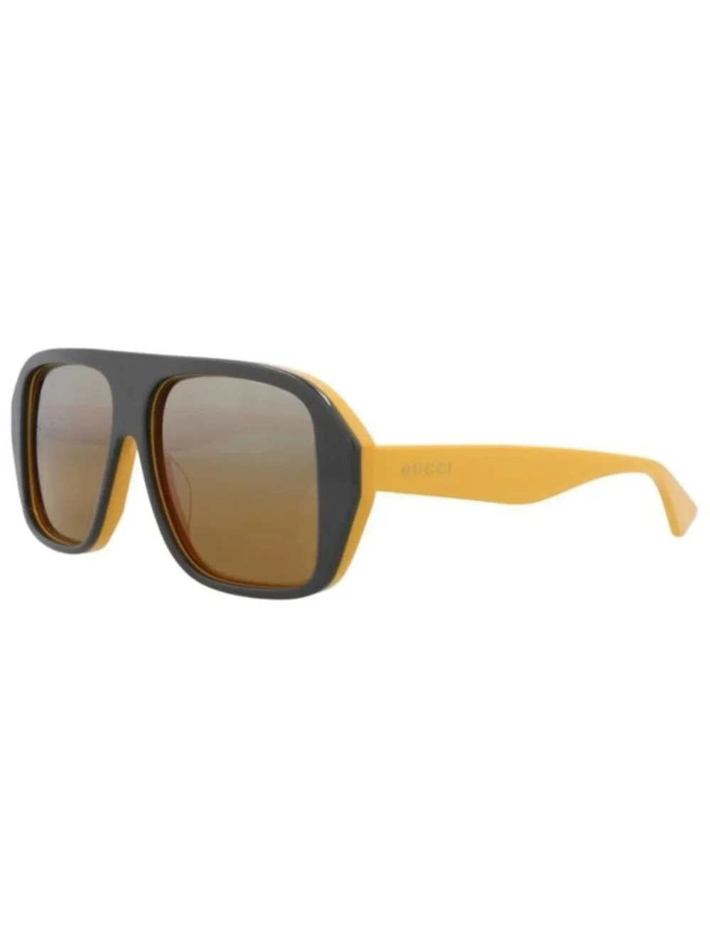 New Gucci Mens Aviator Grey Yellow Silver Fashion Designer Sunglasses